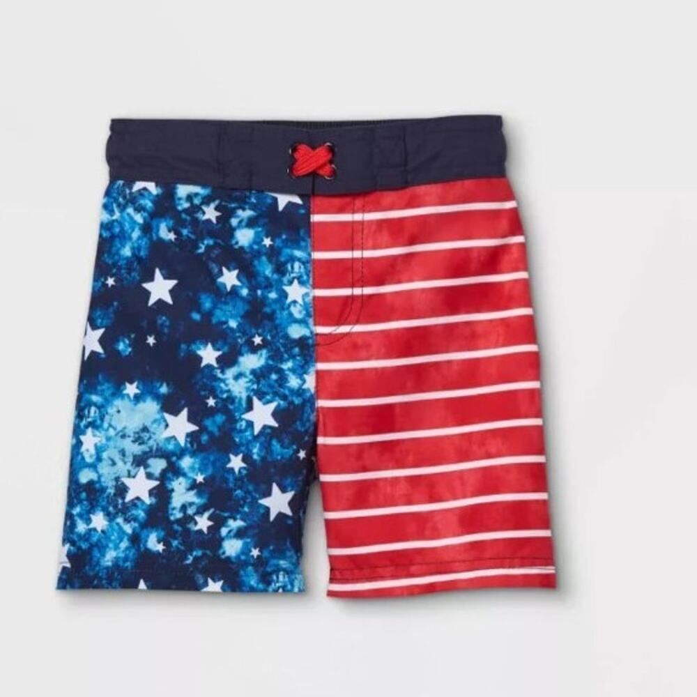 Toddler Boys' Tie-Dye Flag Americana Swim trucks size 3 EUC
